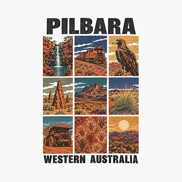Item preview, Pilbara Western Australia Retro Travel Outback Wedge Tailed Eagle Iron Ore Country Landscape designed and sold by Yellowriversss.