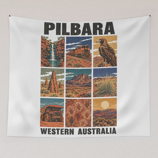 Item preview, Pilbara Western Australia Retro Travel Outback Wedge Tailed Eagle Iron Ore Country Landscape designed and sold by Yellowriversss.