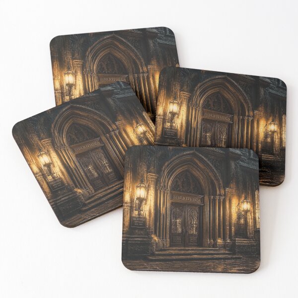 Item preview, Gothic Library Entrance Amber Midnight Rain designed and sold by LazyDayzCo.
