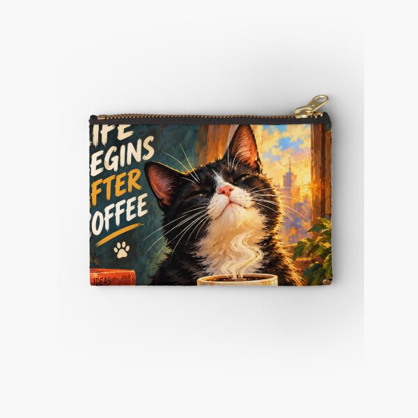 Item preview, Black Cat Coffee Art – Funny Cat Lover Gift, Coffee Lover Wall Art, Good Coffee Better Mood designed and sold by AbstractAuraArt.