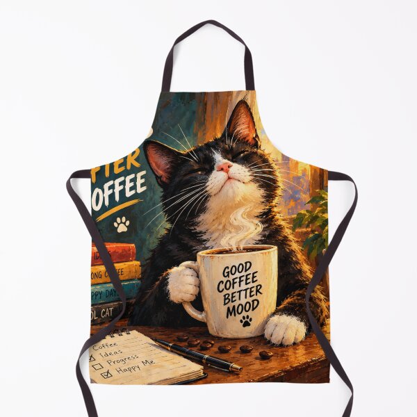 Item preview, Black Cat Coffee Art – Funny Cat Lover Gift, Coffee Lover Wall Art, Good Coffee Better Mood designed and sold by AbstractAuraArt.