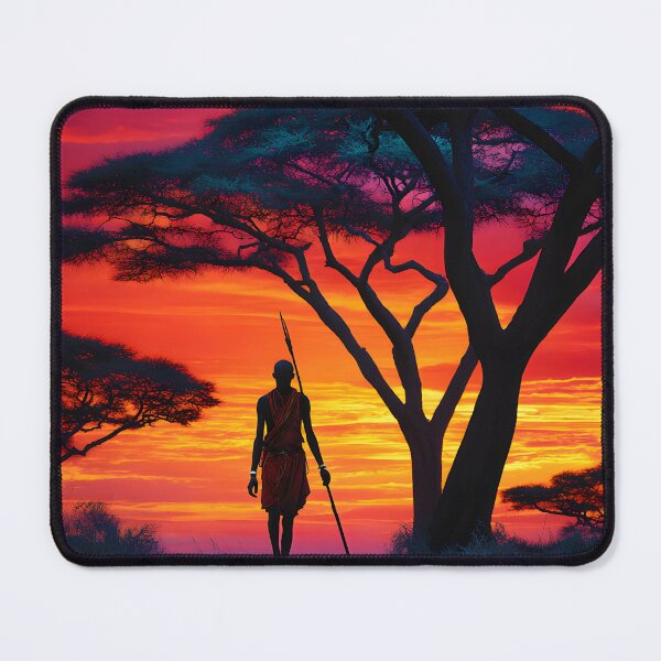 Item preview, Silhouetted Warrior Against a Vibrant Sunset Sky designed and sold by Artessie.