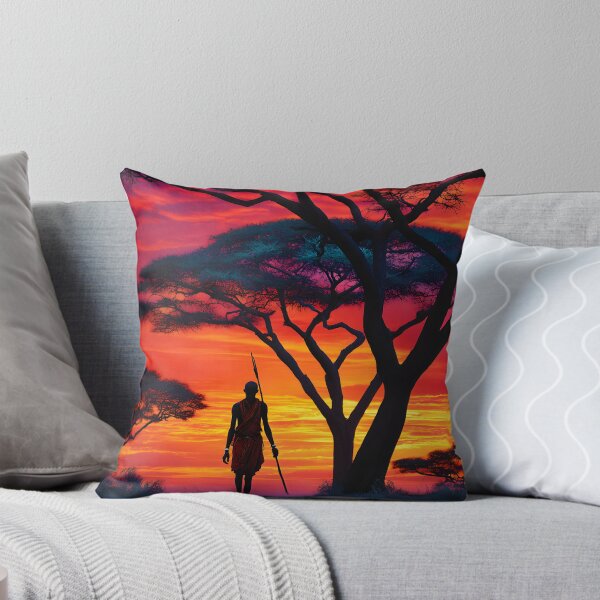 Item preview, Silhouetted Warrior Against a Vibrant Sunset Sky designed and sold by Artessie.