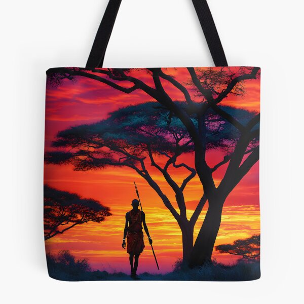Item preview, Silhouetted Warrior Against a Vibrant Sunset Sky designed and sold by Artessie.