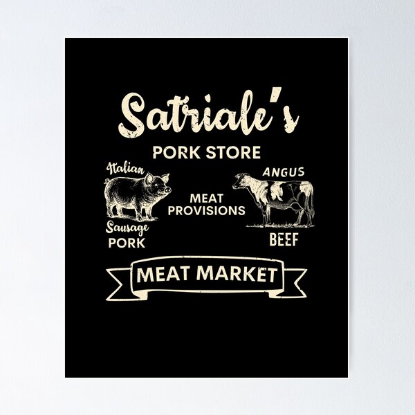 Item preview, Satriale's Pork Store Meat Market Monochrome Sopranos Inspired Fan designed and sold by vle707.