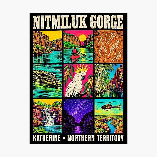 Item preview, Nitmiluk Gorge Katherine Northern Territory Retro Travel Crocodile Cockatoo Outback Australia designed and sold by Yellowriversss.