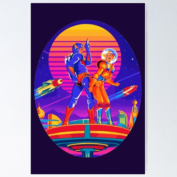 Item preview, Retro Futurism Sci-Fi Space Explorers Synthwave Sunset designed and sold by KungPowUnicorn.