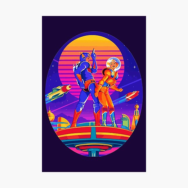 Item preview, Retro Futurism Sci-Fi Space Explorers Synthwave Sunset designed and sold by KungPowUnicorn.