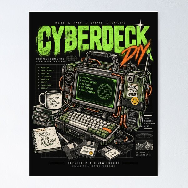 Item preview, Cyberdeck DIY Retro Computing Hacker Graphic designed and sold by DD Fish.