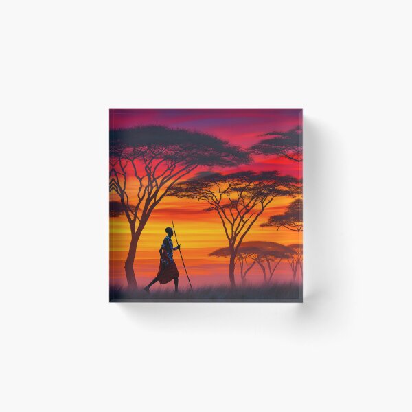 Item preview, Silhouetted Warrior Against a Vibrant Sunset Sky designed and sold by Artessie.