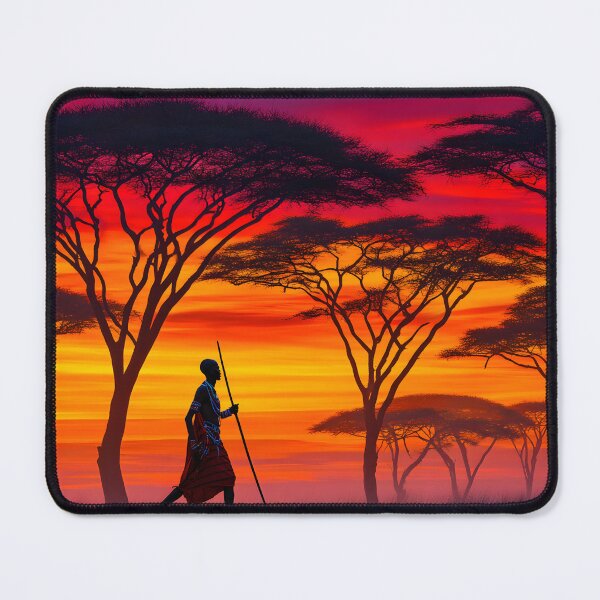 Item preview, Silhouetted Warrior Against a Vibrant Sunset Sky designed and sold by Artessie.