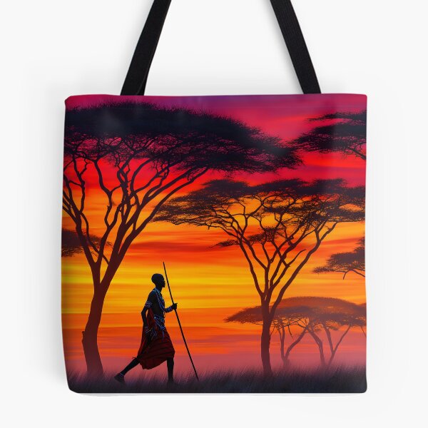 Item preview, Silhouetted Warrior Against a Vibrant Sunset Sky designed and sold by Artessie.