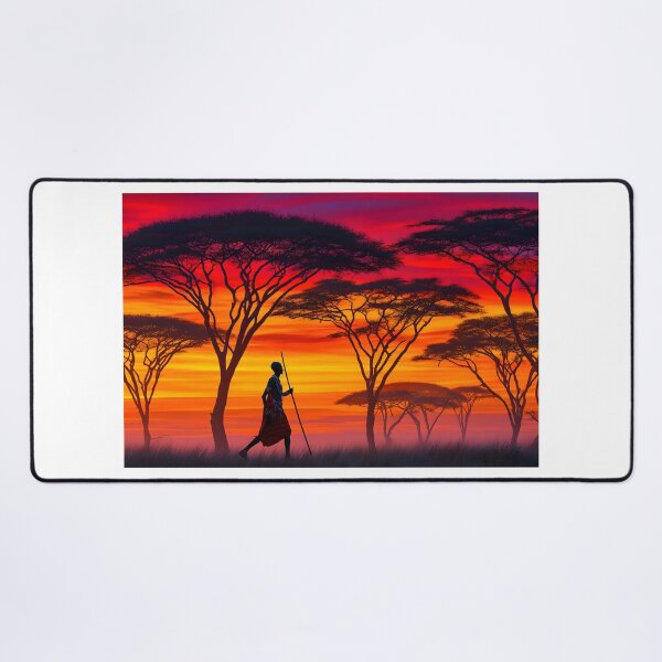 Item preview, Silhouetted Warrior Against a Vibrant Sunset Sky designed and sold by Artessie.
