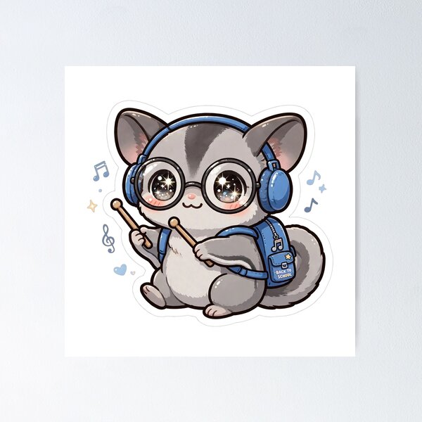 Item preview, Kawaii Sugar Glider Music School Drummer designed and sold by Wildlife-Walk.