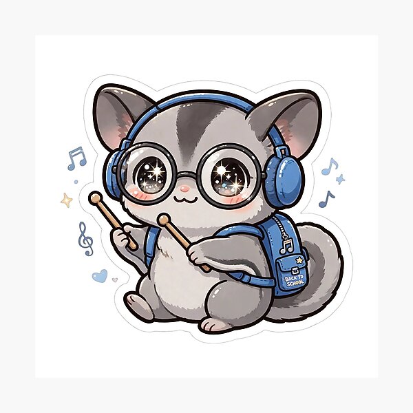 Item preview, Kawaii Sugar Glider Music School Drummer designed and sold by Wildlife-Walk.