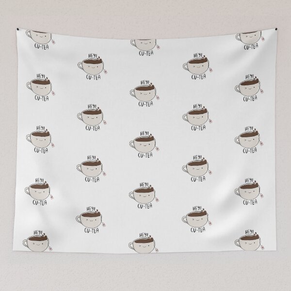 Item preview, Cute Hey Cu Tea Pun Coffee Tea Cup Illustration designed and sold by Paola Antieri.