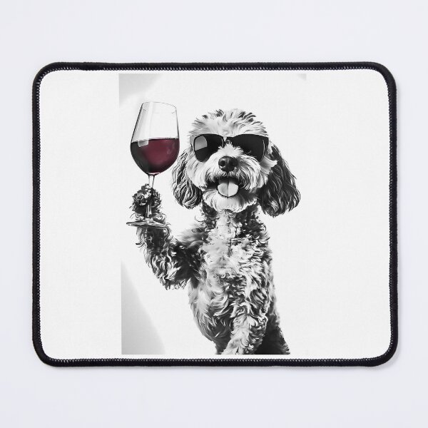 Item preview, Cockapoo Dog Drinking Red Wine Wearing Sunglasses designed and sold by uyndonG-rey.
