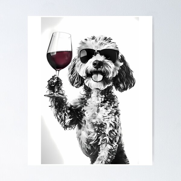 Item preview, Cockapoo Dog Drinking Red Wine  Wearing Sunglasses designed and sold by uyndonG-rey.