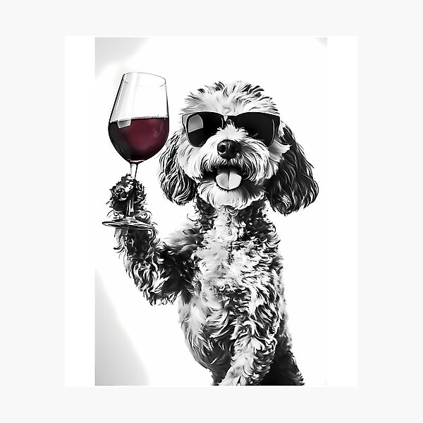 Item preview, Cockapoo Dog Drinking Red Wine  Wearing Sunglasses designed and sold by uyndonG-rey.