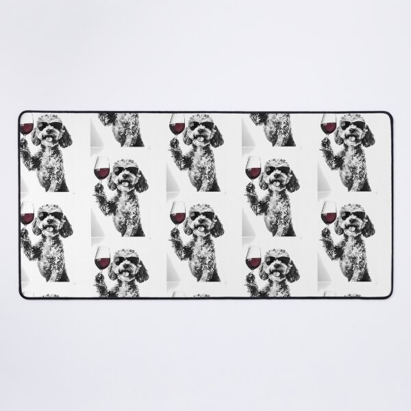 Item preview, Cockapoo Dog Drinking Red Wine Wearing Sunglasses designed and sold by uyndonG-rey.
