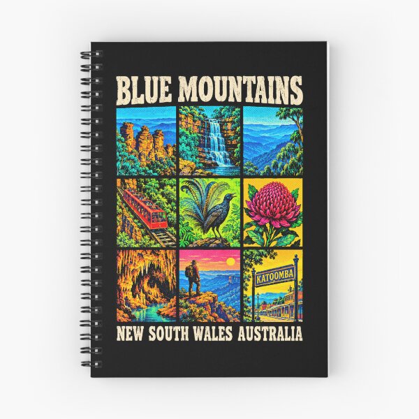Item preview, Blue Mountains Australia Retro Travel Three Sisters Katoomba Waratah Lyrebird New South Wales designed and sold by Yellowriversss.