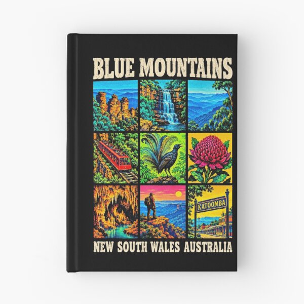 Item preview, Blue Mountains Australia Retro Travel Three Sisters Katoomba Waratah Lyrebird New South Wales designed and sold by Yellowriversss.