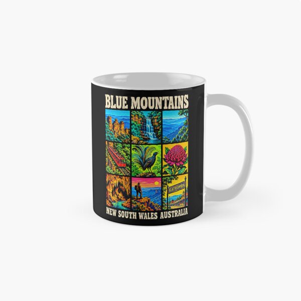 Item preview, Blue Mountains Australia Retro Travel Three Sisters Katoomba Waratah Lyrebird New South Wales designed and sold by Yellowriversss.