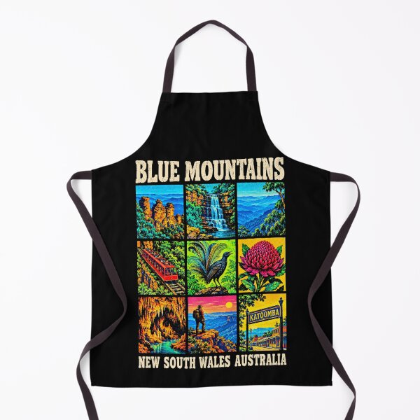 Item preview, Blue Mountains Australia Retro Travel Three Sisters Katoomba Waratah Lyrebird New South Wales designed and sold by Yellowriversss.