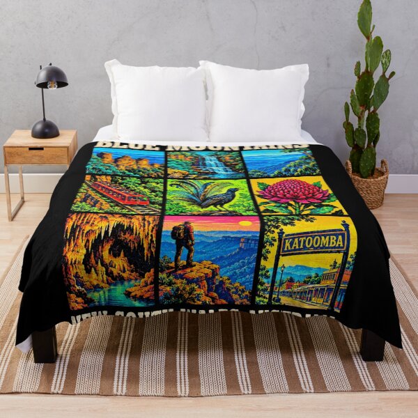Item preview, Blue Mountains Australia Retro Travel Three Sisters Katoomba Waratah Lyrebird New South Wales designed and sold by Yellowriversss.