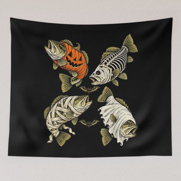 Item preview, Halloween Fish Ghost Pumpkin Skeleton Mummy Fishing designed and sold by TaraxDoolittle.