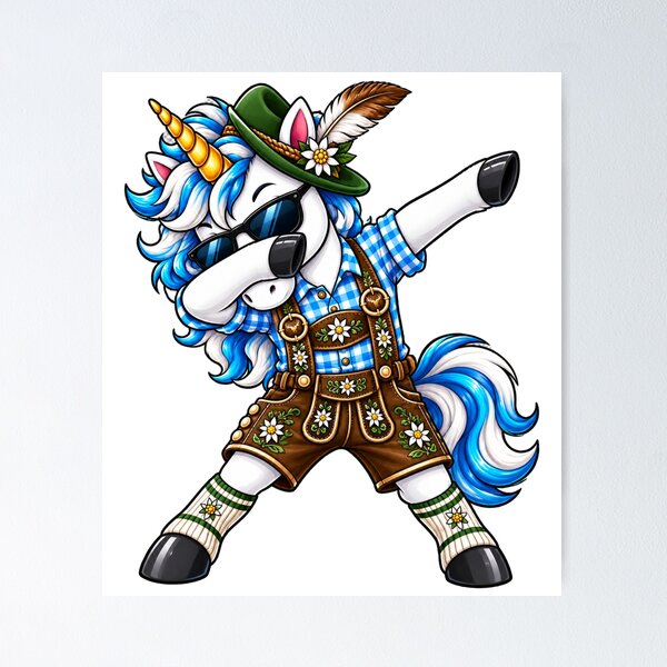 Artikelvorschau, Dabbing Einhorn Lederhose Blau Trachtenersatz entworfen und verkauft von Radixbarny.