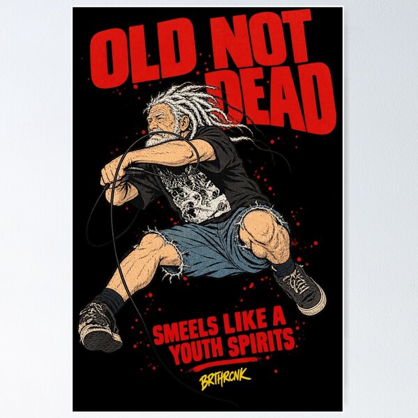 Item preview, Old Not Dead Smeels Like A Youth Spirits - Funny Grunge Parody designed and sold by BRTHRCNK01.