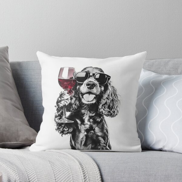 Item preview, Cocker Spaniel Dog Drinking Red Wine  Wearing Sunglasses designed and sold by uyndonG-rey.