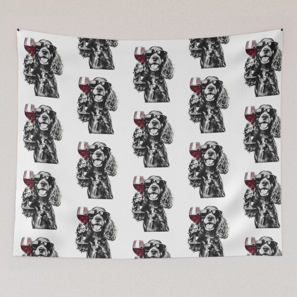 Item preview, Cocker Spaniel Dog Drinking Red Wine  Wearing Sunglasses designed and sold by uyndonG-rey.