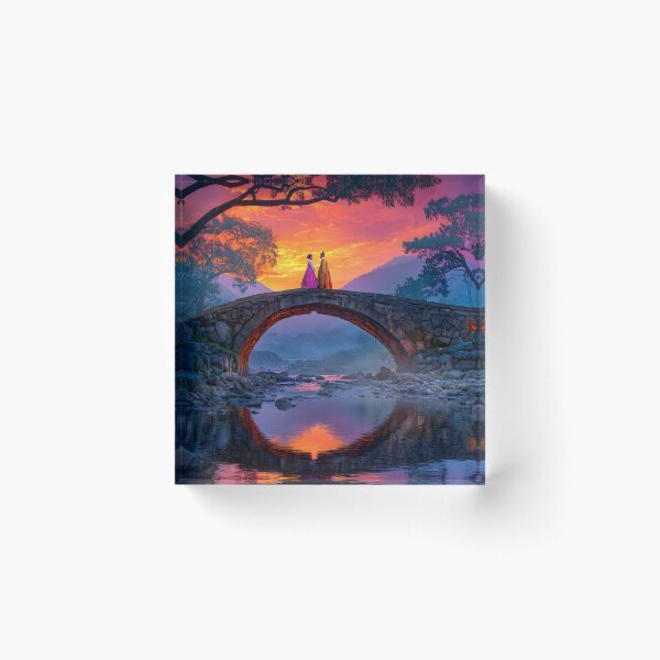 Item preview, Mesmerizing Sunset on a Serene Stone Bridge designed and sold by Artessie.