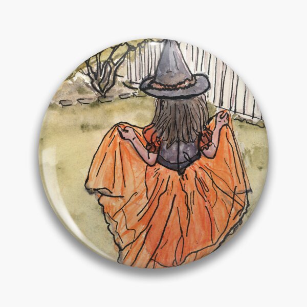 Item preview, Little Witchling — Watercolor Halloween Girl in Orange Gown designed and sold by FaireWaveArt.