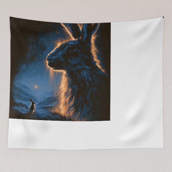 Item preview, Mystical Glowing Hare Starry Night Landscape designed and sold by NicolasGlowArt.