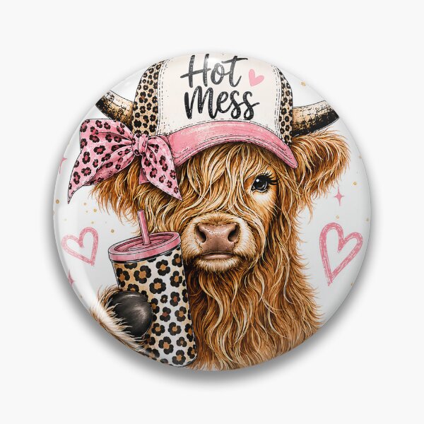 Item preview, Hot Mess Leopard Highland Cow Coffee Farm Animal Lover T-Shirt designed and sold by Cute-Pretty.