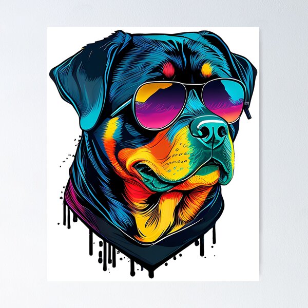 Item preview, Colorful Kawaii Cool Puppy Dog Rottweiler Wearing Sunglasses designed and sold by uyndonG-rey.