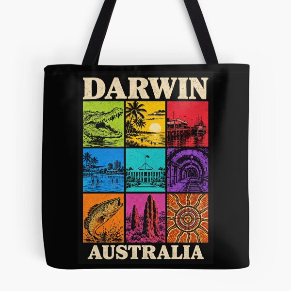 Item preview, Darwin Northern Territory Retro Travel Crocodile Mindil Beach Barramundi Australia designed and sold by Yellowriversss.
