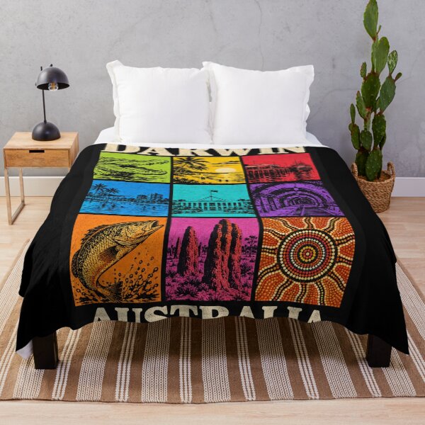 Item preview, Darwin Northern Territory Retro Travel Crocodile Mindil Beach Barramundi Australia designed and sold by Yellowriversss.