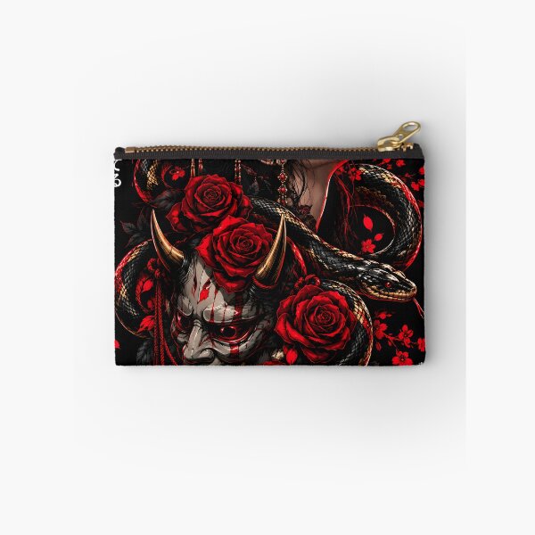 Item preview, Toxic Love Japanese Dark Romance Art – Red Roses, Snake & Oni Mask | GCR1 designed and sold by GCR1.