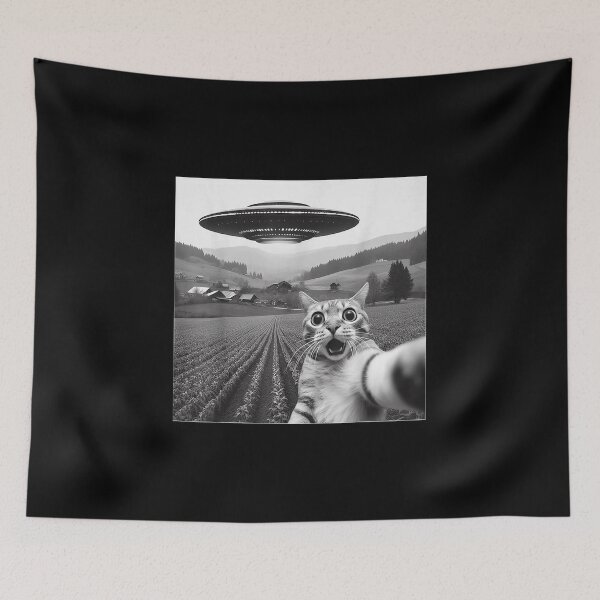 Item preview, Cat Selfie With Alien UFO Funny Cat Gifts For Men Women Kid designed and sold by NgumohaLanke.