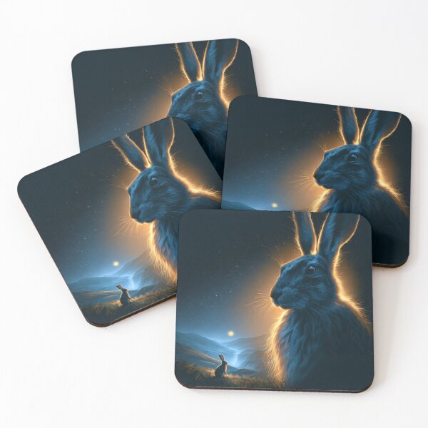 Item preview, Mystical Night Hare Moonlit Rabbit Fantasy Art designed and sold by NicolasGlowArt.