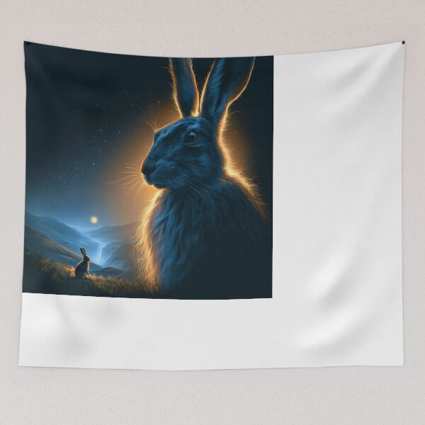 Item preview, Mystical Night Hare Moonlit Rabbit Fantasy Art designed and sold by NicolasGlowArt.