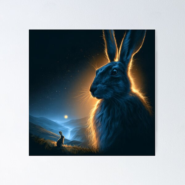 Item preview, Mystical Night Hare Moonlit Rabbit Fantasy Art designed and sold by NicolasGlowArt.