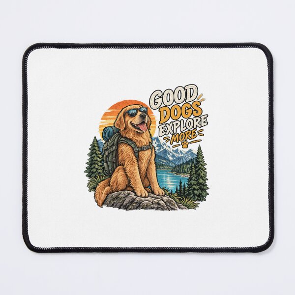 Item preview, Golden Retriever Hiking Adventure Vintage Mountain Illustration designed and sold by lovepower.
