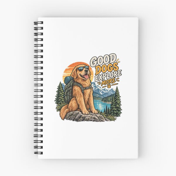 Item preview, Golden Retriever Hiking Adventure Vintage Mountain Illustration designed and sold by lovepower.