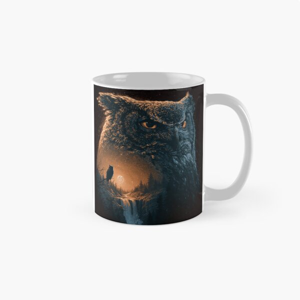 Item preview, Majestic Owl Forest Waterfall Night Sky Art designed and sold by NicolasGlowArt.
