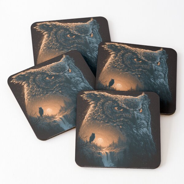 Item preview, Majestic Owl Forest Waterfall Night Sky Art designed and sold by NicolasGlowArt.